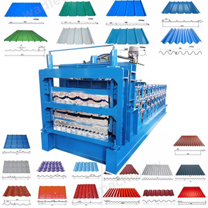 Three Layer Glazed Galvanized Steel Automatic Motor Trapezoidal Corrugated Ibr Roof <b>Sheet</b> Roll Forming Machine - Product Image 2