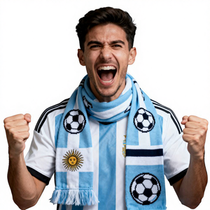 Bufanda de Poliéster Personalizada al por Mayor para Clubes de Fútbol, Impresa por Transferencia Térmica a Doble Cara, con Logotipo Personalizado y Forma Libre - Product Image 1