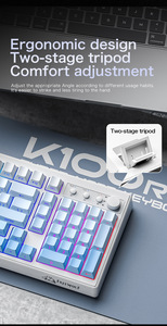 Free Wolf K100 Inalámbrico RGB Tres modos Teclado de mano mecánico PBT Grabado Keycap Juego Película Teclado - Product Image 4