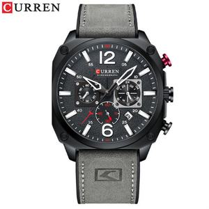 Reloj CURREN 8398 para Hombre, Casual, Verde, Cuadrado, con Cronógrafo de Tres Agujas, Calendario, Correa de Cuero Pequeña, Caja de Aleación - Product Image 3
