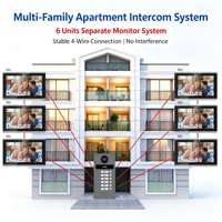 Interphone vidéo multi-appartements 4 fils, câblage en cascade facile, moniteur 7/10 pouces, déverrouillage RFID, vision nocturne 1080P, prise en charge des serrures NO/NC