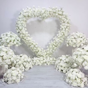 Floral Arch Red <strong>Pink</strong> White 2M*2M Artificial Heart Shaped Flower Arch for Romantic Proposal Decoration <strong>Backdrop</strong> - Product Image 2
