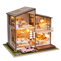 Kit de Modelo de Villa de Madera Pequeña para Armar, Manualidades Creativas, Regalo Hecho a Mano para Mayores de 14 Años, Empaquetado en Caja de Color