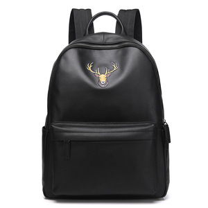 Men's Genuine Leather <b>Backpack</b> <b>Black</b> Animal Print Multi Functional Business Travel <b>Backpack</b> 20L Summer 2021 - Product Image 5