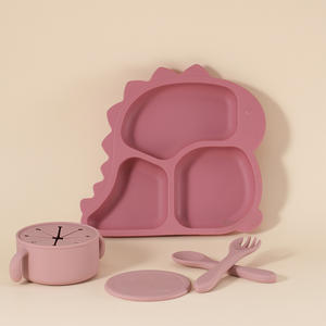 Vajilla Infantil Antideslizante con Diseño de Dinosaurio, Juego de Platos para Bebés, Fabricante OEM, Diseño Personalizado, Artículos para la Alimentación Infantil - Product Image 1