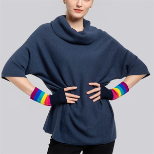 Áo len nữ thời trang chất liệu cashmere nguyên chất, cổ lọ, tay lửng, màu trơn, kiểu dáng dài, phong cách thường ngày, ấm áp, dệt kim cho mùa đông - Product Image 6