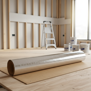 Rollo de aislamiento Kraft de doble cara | Barrera térmica reflectante de calor FSK para techo, pared, HVAC, conductos y uso de embalaje - Product Image 1
