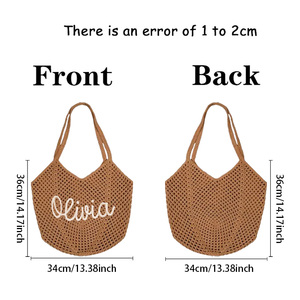 Borsa da Spiaggia Personalizzata con Ricamo all'Uncinetto, Chiusura Aperta, Logo Personalizzato, Regalo per Damigelle, Fatta a Mano, Riutilizzabile, Leggera, per Vacanze - Product Image 5
