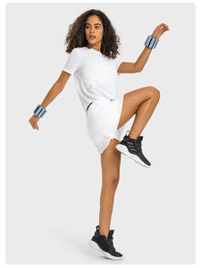 Camiseta DE <span class=keywords><strong>TENIS</strong></span> transpirable ecológica para <span class=keywords><strong>mujer</strong></span>, logotipo personalizado, venta al por mayor, mangas cortas de seda helada, cuello redondo, parte delantera de Fitness deportivo hueco - Product Image 5