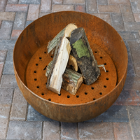 Brasero extérieur en acier Corten pour bois, avec poignée latérale et support à trois pieds, pour patio, jardin, cour arrière
