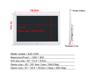 12 Inch Nhôm Khung Ảnh Kỹ Thuật Số Quảng Cáo Dẫn Hiển Thị Màn Hình Bảng Điều Khiển Ánh Sáng Áp Phích Trong Nhà Màn Hình Hiển Thị - Product Image 4