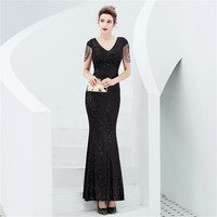 16221 # robe grande taille longue robe formelle à paillettes longue robe Maxi demoiselles d'honneur soirée