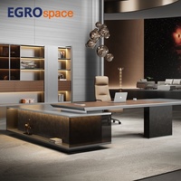 EGROspace, fournisseur professionnel de meubles, table de direction en forme de L, table de PDG, bureau de direction en bois plaqué luxe