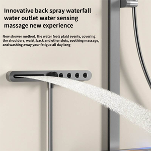 Sistema de Ducha Moderno de Pared con Monomando Termostático, Barra Deslizante y Rociador de Lluvia para Apartamento - Product Image 4