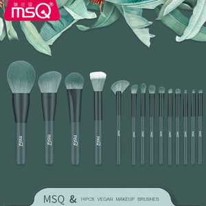 Ensemble de pinceaux de maquillage professionnels végétaliens pour les yeux et le visage, 14 pièces, pinceaux de maquillage de haute qualité, style éventail - Product Image 3