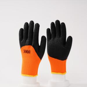 Gants de travail en <span class=keywords><strong>latex</strong></span> <span class=keywords><strong>enduit</strong></span> de polyester orange de 8 pouces certifiés CE ISO9001, gants en <span class=keywords><strong>latex</strong></span> gaufré - Product Image 1