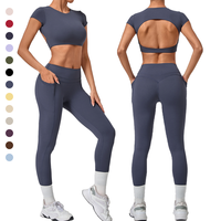 T-shirts sans logo, ensemble de leggings 2 pièces, ensembles de fitness pour femmes, ensembles de yoga pour femmes, hauts de sport