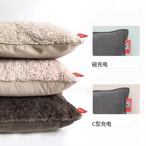 Zoned Heated <b>Cushion</b> Square Gray With Geometry Pattern Soft Warm Seat Pillow <b>For</b> Winter Use - Product Image 2
