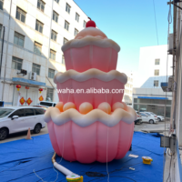 Décoration gonflable mignonne en forme de gâteau rose à étages, publicité promotionnelle gonflable pour célébrations et boutiques de desserts