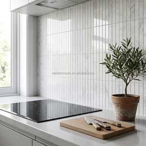 Carrara กระเบื้องโมเสคหินอ่อนสีขาวขนาด15*48มม. กระเบื้องโมเสคหินสี่เหลี่ยมสีขาวสี่เหลี่ยมสำหรับกระเบื้องทั้งผนังและพื้น - Product Image 1