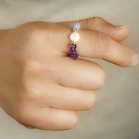 Naturstein Amethyst Blau Achat Tigerauge Angst Relief Perlen ringe Türkis Stein perle Elastische Fingerringe für Geschenke