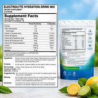 Poudre d'électrolytes 16 sachets 16g Saveur citron et lime naturelle Soutien hydratant Soutien énergétique pour femmes et hommes OEM ODM HALAL