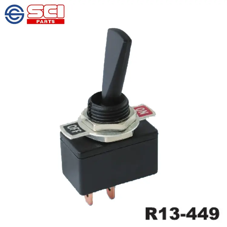 Taiwan SCI R13-449 tombol logam bulat sakelar lengan Rocker Toggle dengan tegangan maksimum 250VAC dan arus maksimum 15A