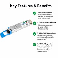 Transceiver optique 400GBASE-LR4 QSFP-DD 1310nm 10km Duplex LC SMF DOM PAM4 pour l'interconnexion des centres de données
