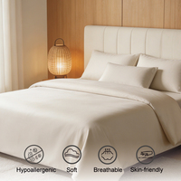 Ensemble de housse de couette en bambou tissé 100% - King - 300 fils - Évacuation de l'humidité - Doux comme de la soie - Hypoallergénique - Luxe - Toutes saisons