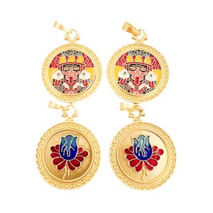 Colgante de Aleación Redondo Esmaltado de Dios de la Riqueza Zhaqilam, Fornituras de Joyería Tibetana para Accesorios de Collar DIY, Venta al por Mayor - Product Image 5