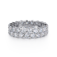 Bague large demi-éternité en or 18 carats certifiée IGI avec double rangée de diamants de laboratoire 3 carats, bijou de déclaration