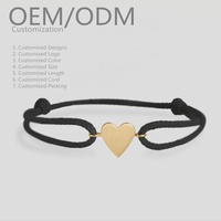 Bracelet en acier inoxydable plaqué or 18 carats PVD, résistant au ternissement, avec breloque cœur personnalisée gravée, bracelet en cordon ciré
