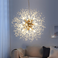 Vendita calda moderna caffetteria soggiorno studio dente di leone di cristallo Led appeso lampadario lampada a sospensione