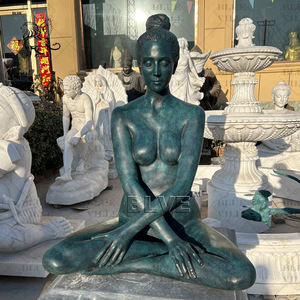 BLVE dekorative Outdoor lebensgröße Nackte sexy Frau Metallkunst-Skulptur Garten-Sitzgegenstand Yoga-Mädchen Bronzstatue - Product Image 4