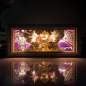 Dropship Anime Luffy lámpara tallada en papel lindo personaje Nami luz nocturna decorativa para dormitorio dibujos animados Sanji figura lámpara LED - Product Image 1