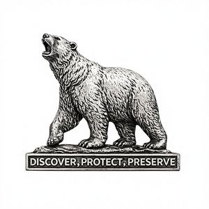 Insignia de Oso de Aleación de Zinc Personalizada por el Fabricante, Figura de Animal Antigua, Pin 3D Plateado, Impresión Offset Tradicional - Product Image 1