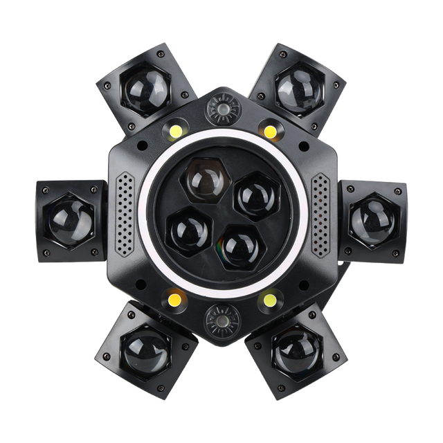 150W RGBW 6-Arm Bee Eye LED Moving Head Stage Light with DMX Strobe Laser Beam Effect for DJ Disco Parties Weddings Theme Parks