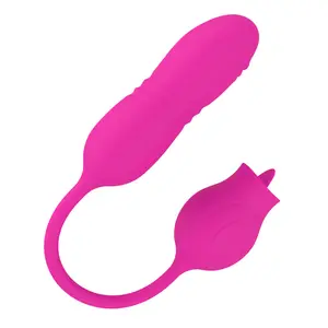 Vibratore per adulti a forma di rosa vibratore per succhiare il clitoride orale giocattolo per adulti Dildo per spinta doppia testa vibratore rosa per le donne