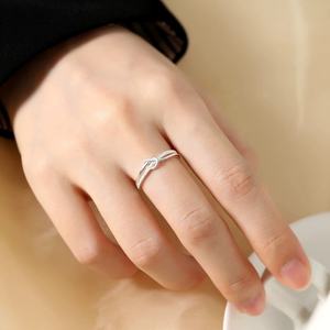 S999 stella in argento Sterling doppio strato annodato semplice cerchio semplice anello con Design <span class=keywords><strong>sabbia</strong></span> scintillante - Product Image 3