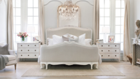 Chambre à coucher Villa de luxe de Style Louis XV de France en bois massif sculpté à la main rétro grand lit lit de mariage doux