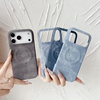 Funda Magnética Personalizada de Mezclilla Texturizada para iPhone 17 16 Pro Max, Protección Antigolpes de PC, Compatible con Carga Inalámbrica