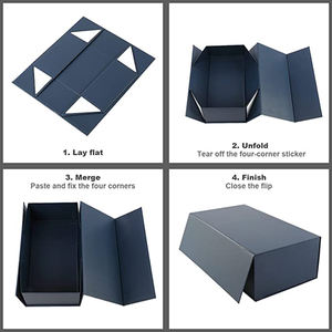 Magnet Kertas Lipat Kemasan Datar Kotak Hadiah Logo Cetak Kustom Kotak Paket Hadiah Magnetik - Product Image 3