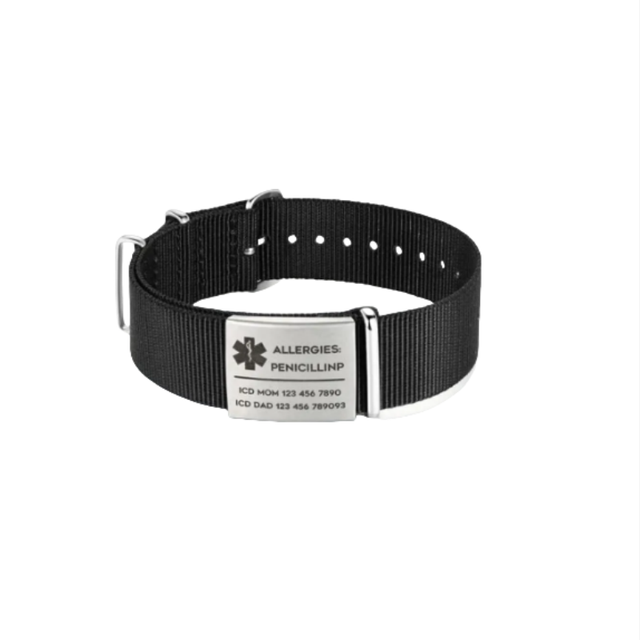 Adjustable Nylon Medical Alert Bracelet Waterproof Fashion Bangles for Men and Women Emergency Health Sport Jewelry Gift