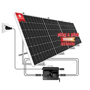 plug and play complete backup solar balcony system 600w grid tie inverter connected 1kw dc22-65v micro inverter