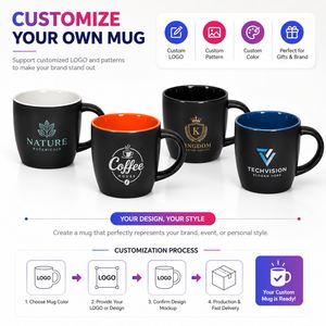 Custom 12oz Promotional Business Giveaways Gifts Matte White Black Colored Inside <b>Ceramic</b> Coffee Milk Office <b>Mug</b> With Handle - Product Image 4
