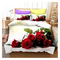 Parure de lit 3D en polyester 100% imprimée numériquement, motif floral rose, 3 ou 4 pièces, vente en gros