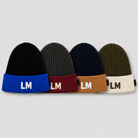Casquette d'hiver tricotée personnalisée 100 % acrylique bleu marine et blanc avec logo brodé jacquard, coupe ajustée, pour usage quotidien, cadeau de vacances