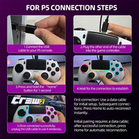 Control inalámbrico para juegos X SZ 5005B para P5, gamepad BT con giroscopio de 6 ejes, vibración dual, botones traseros, panel táctil, luz RGB, 1500 mAh