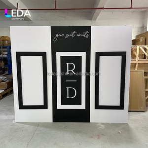 ป้ายแผนผังที่นั่งงานแต่งงานสีดำ ป้ายต้อนรับ ฉากหลังโลโก้ติดผนัง PVC สีดำขาว สำหรับงานแต่งงาน จากโรงงาน LEDA - Product Image 2