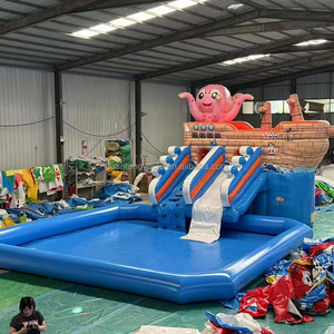 <span class=keywords><strong>Parque</strong></span> acuático inflable de tierra móvil comercial Dolphin <span class=keywords><strong>con</strong></span> tobogán y piscina - Product Image 1